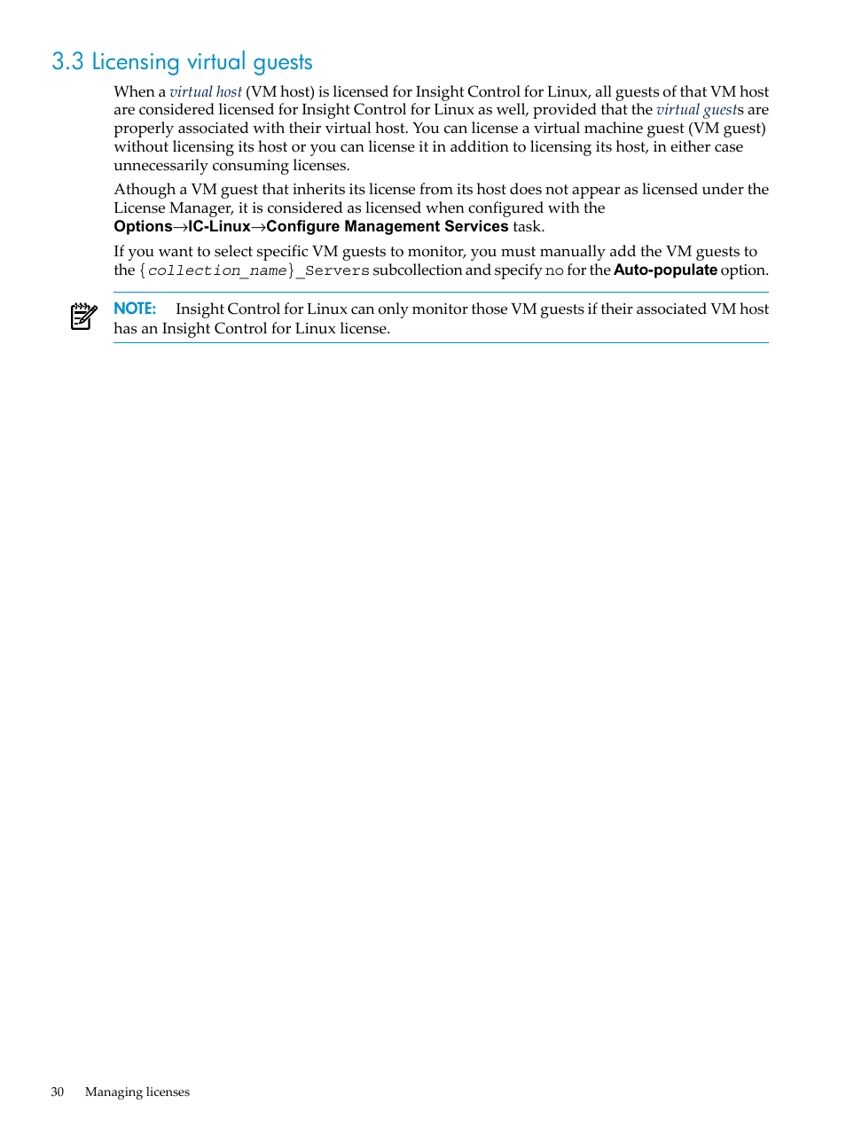 3 licensing virtual guests | HP Insight Control Software for Linux User Manual | Page 30 / 288