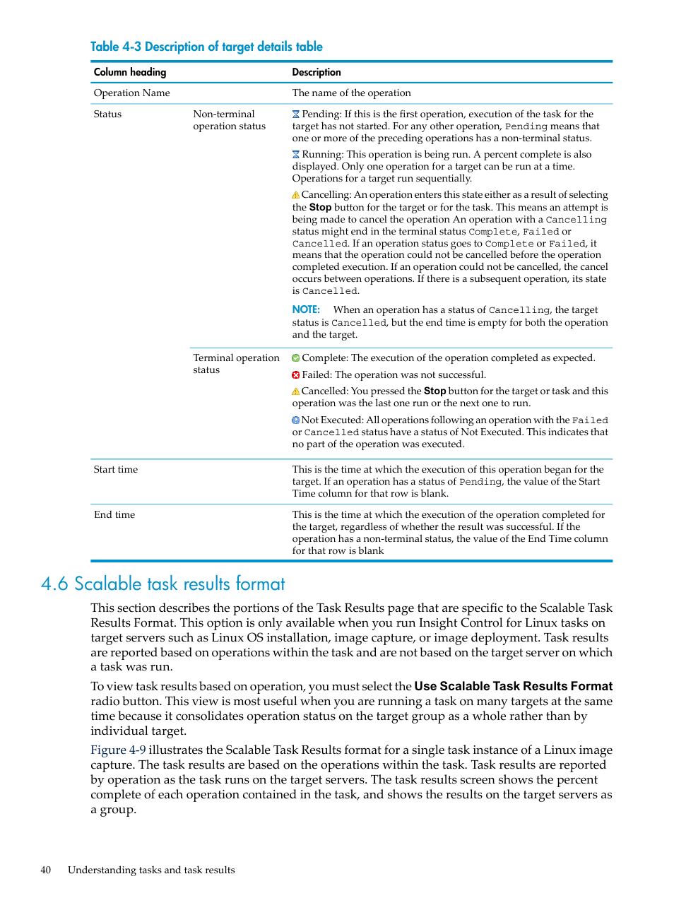 6 scalable task results format | HP Insight Control Software for Linux User Manual | Page 40 / 288