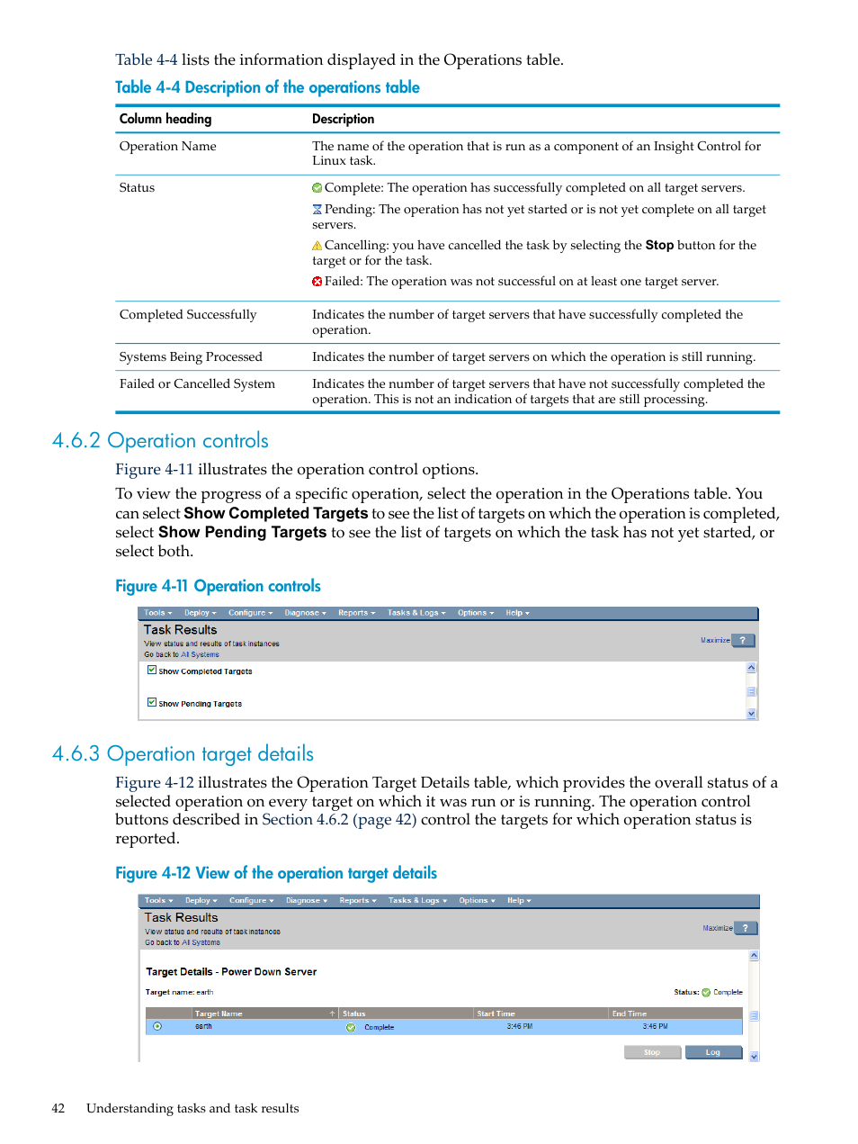 2 operation controls, 3 operation target details | HP Insight Control Software for Linux User Manual | Page 42 / 288