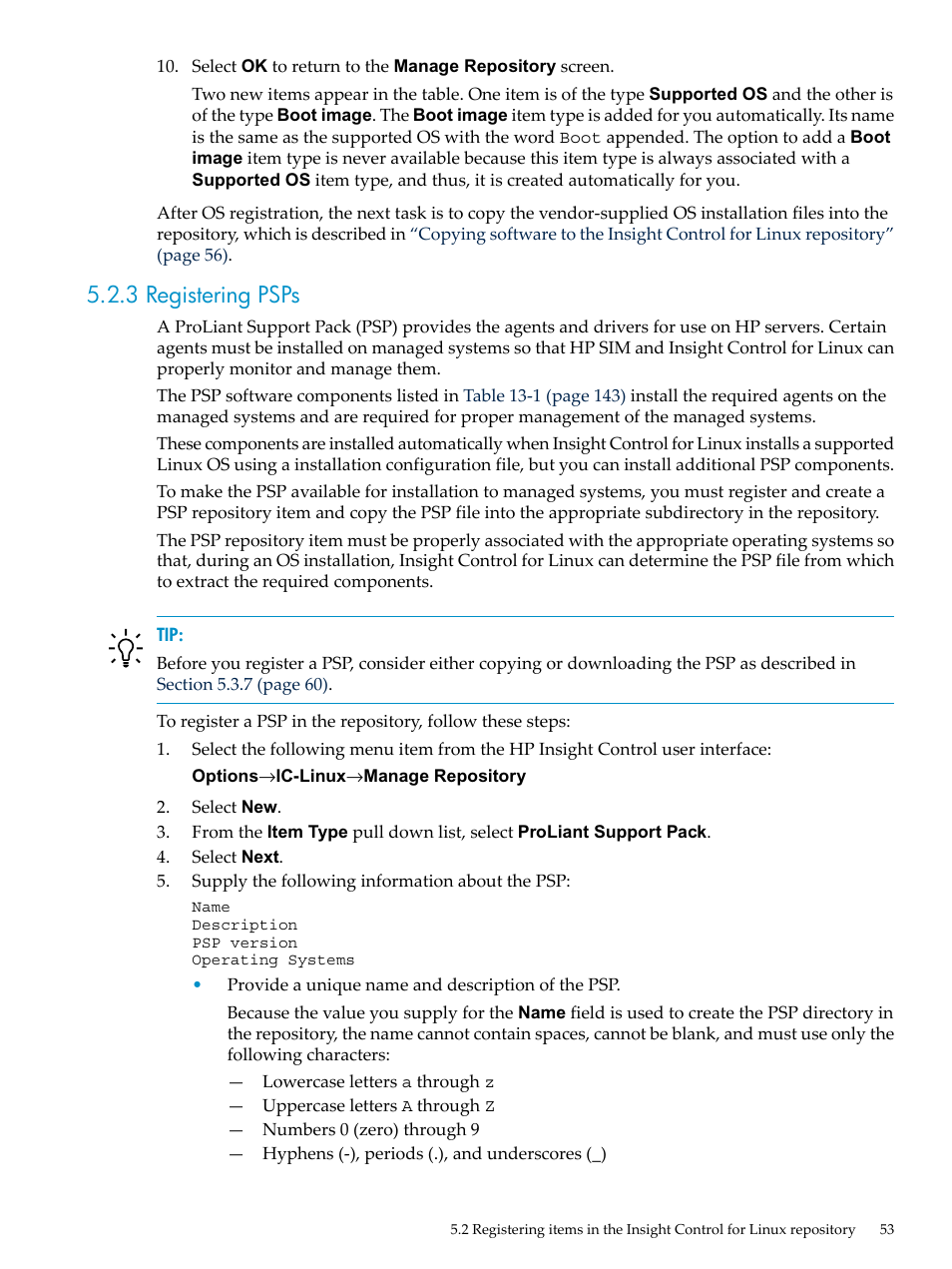 3 registering psps | HP Insight Control Software for Linux User Manual | Page 53 / 288