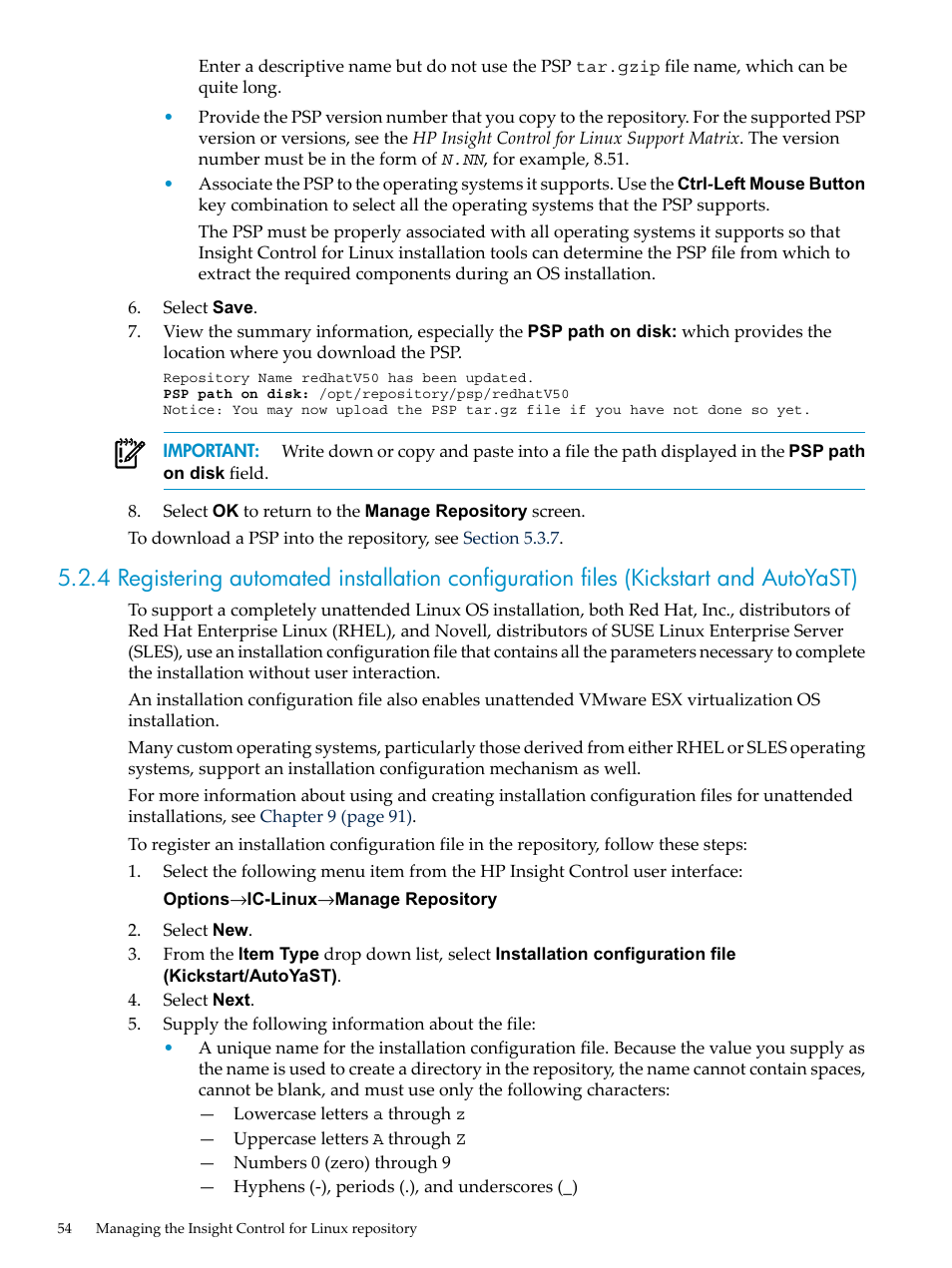 HP Insight Control Software for Linux User Manual | Page 54 / 288