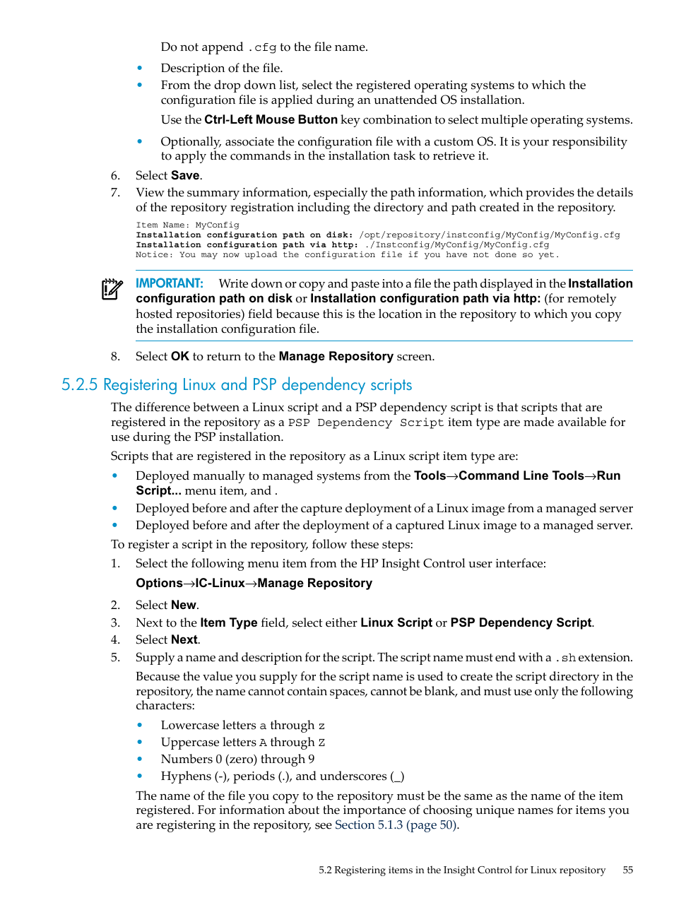 5 registering linux and psp dependency scripts | HP Insight Control Software for Linux User Manual | Page 55 / 288