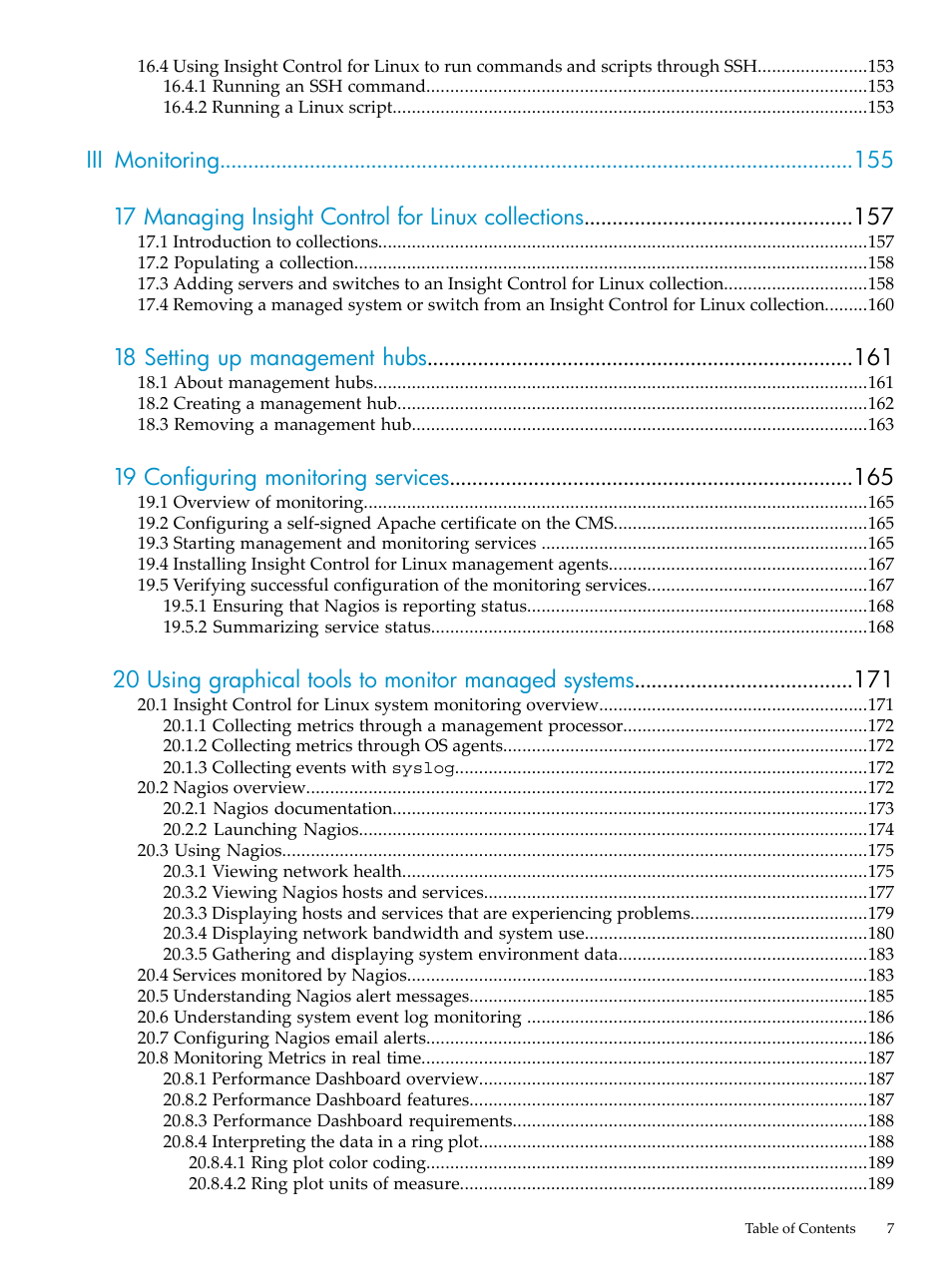 18 setting up management hubs, 19 configuring monitoring services | HP Insight Control Software for Linux User Manual | Page 7 / 288