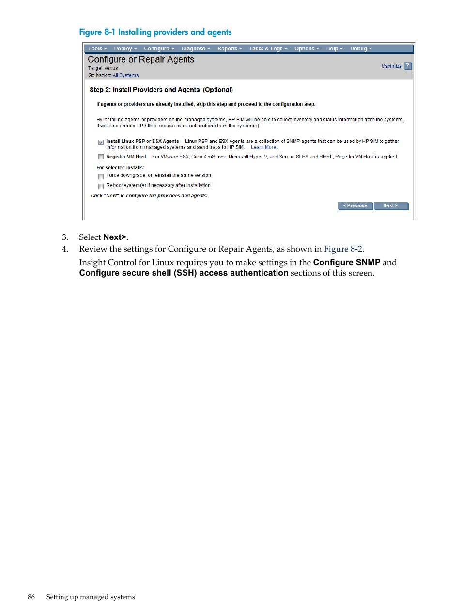 HP Insight Control Software for Linux User Manual | Page 86 / 288