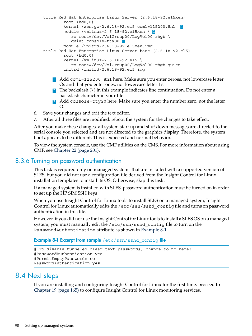 6 turning on password authentication, 4 next steps | HP Insight Control Software for Linux User Manual | Page 90 / 288