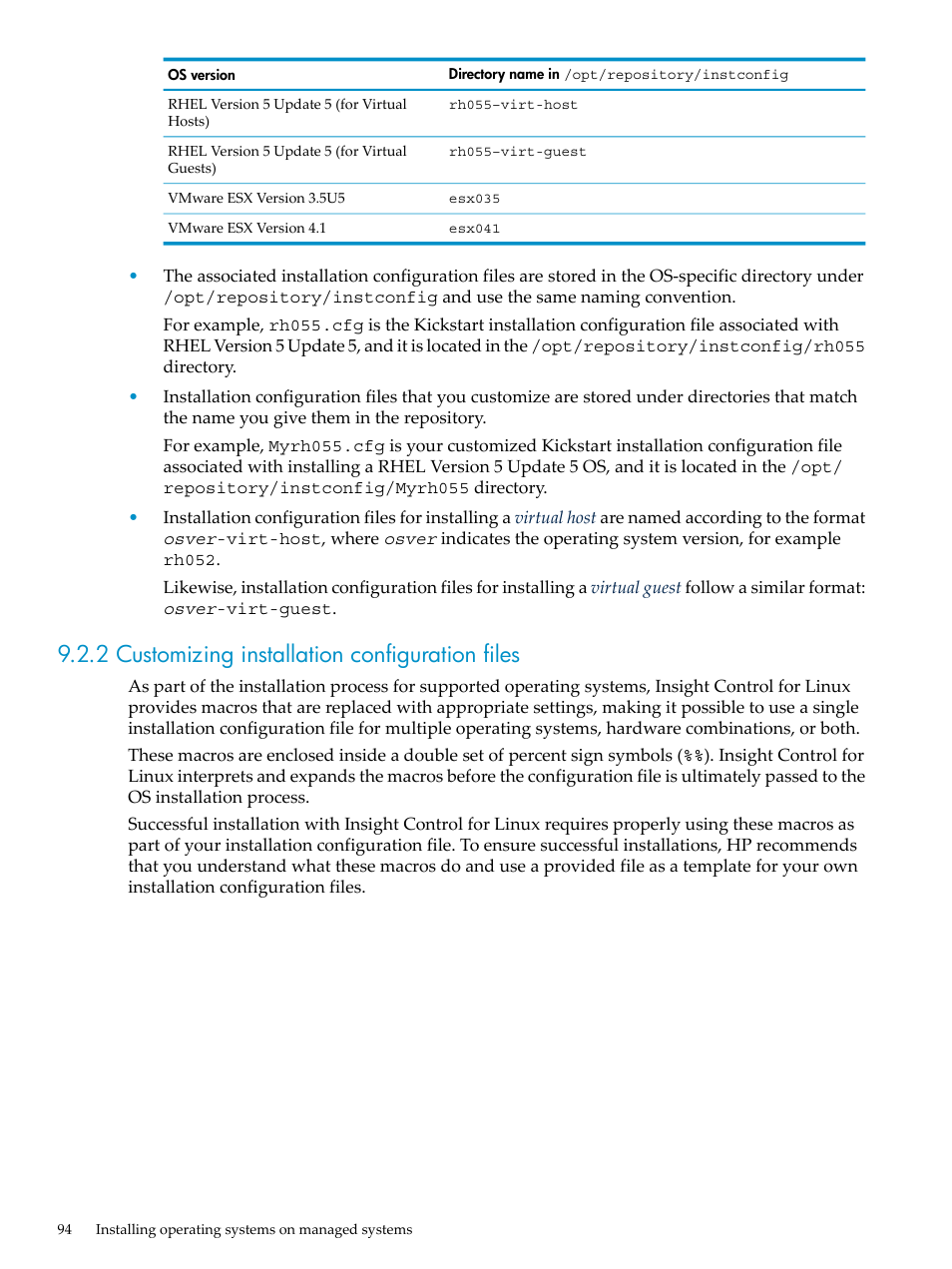 2 customizing installation configuration files | HP Insight Control Software for Linux User Manual | Page 94 / 288