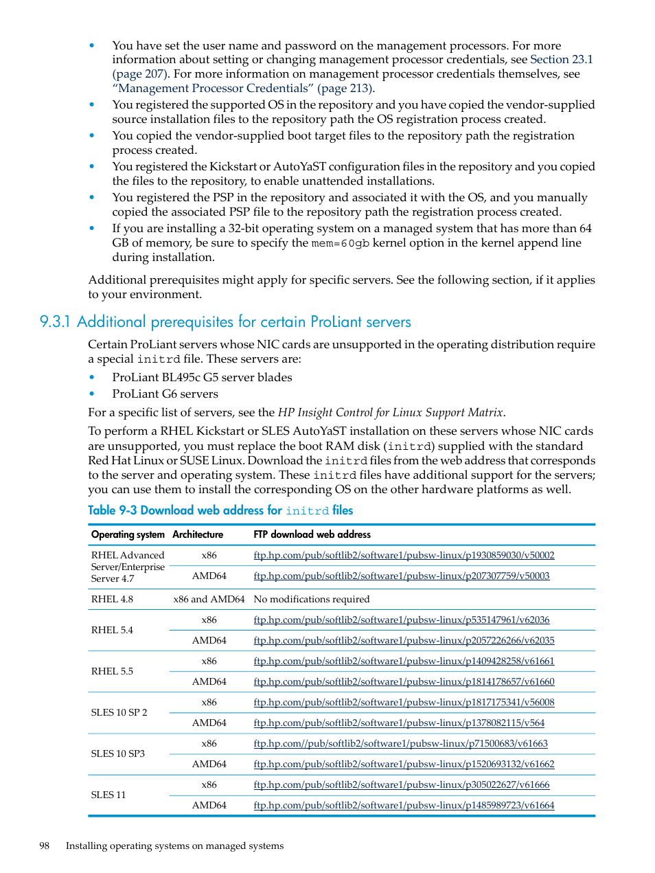 HP Insight Control Software for Linux User Manual | Page 98 / 288