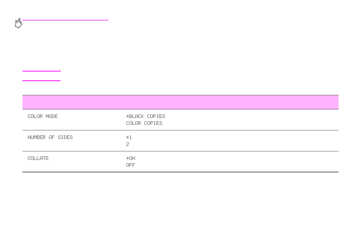 Copying submenu | HP Color LaserJet 9500 Multifunction Printer series User Manual | Page 150 / 354