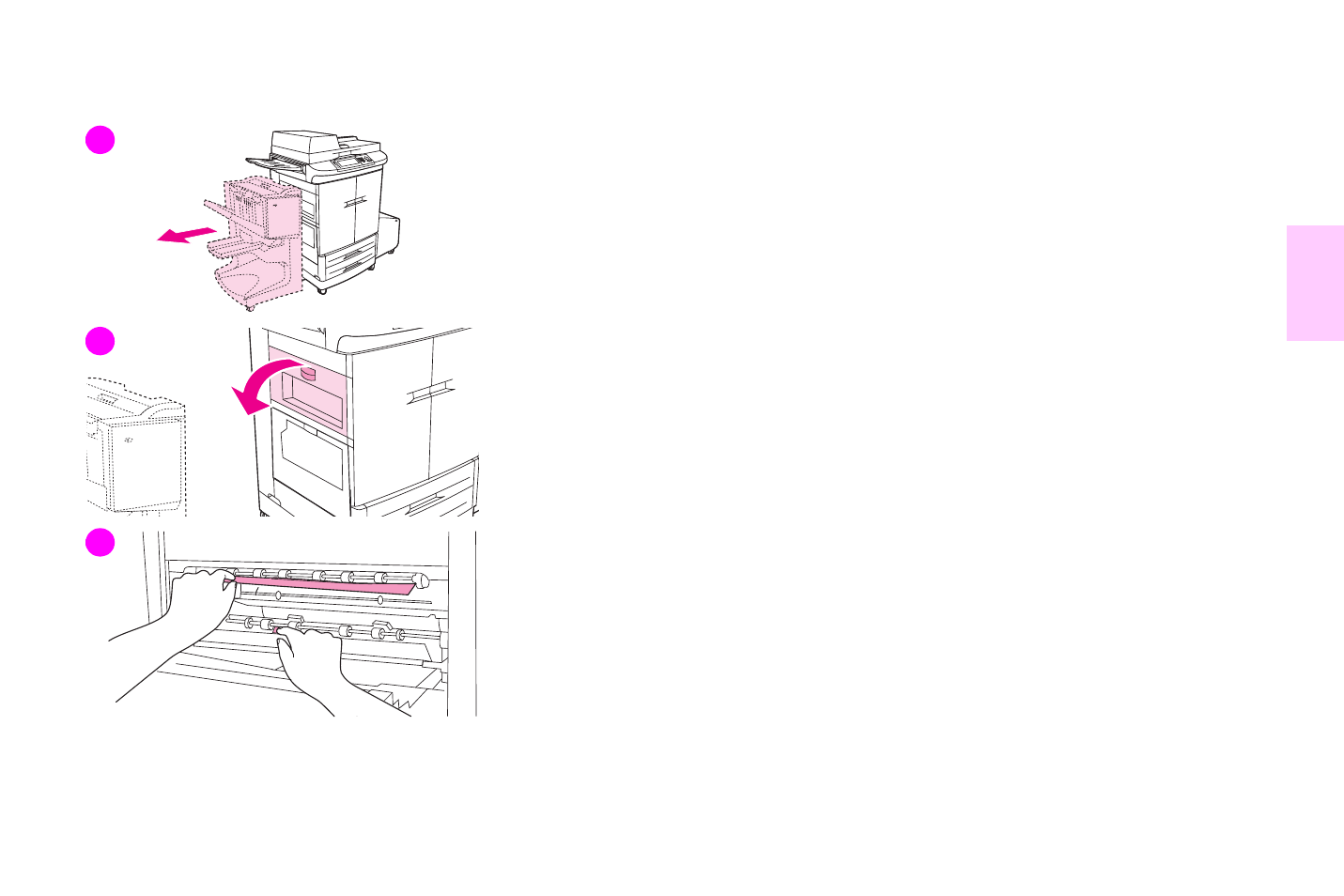 Clearing jams from the output areas, 9clearing jams from the output areas | HP Color LaserJet 9500 Multifunction Printer series User Manual | Page 277 / 354