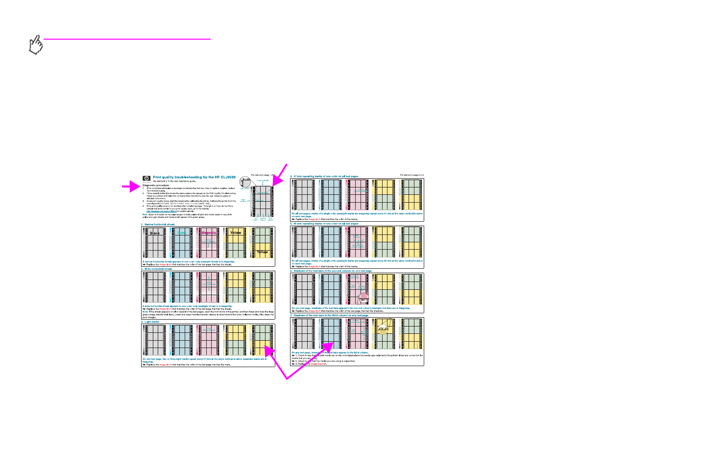 Print quality troubleshooting pages | HP Color LaserJet 9500 Multifunction Printer series User Manual | Page 304 / 354