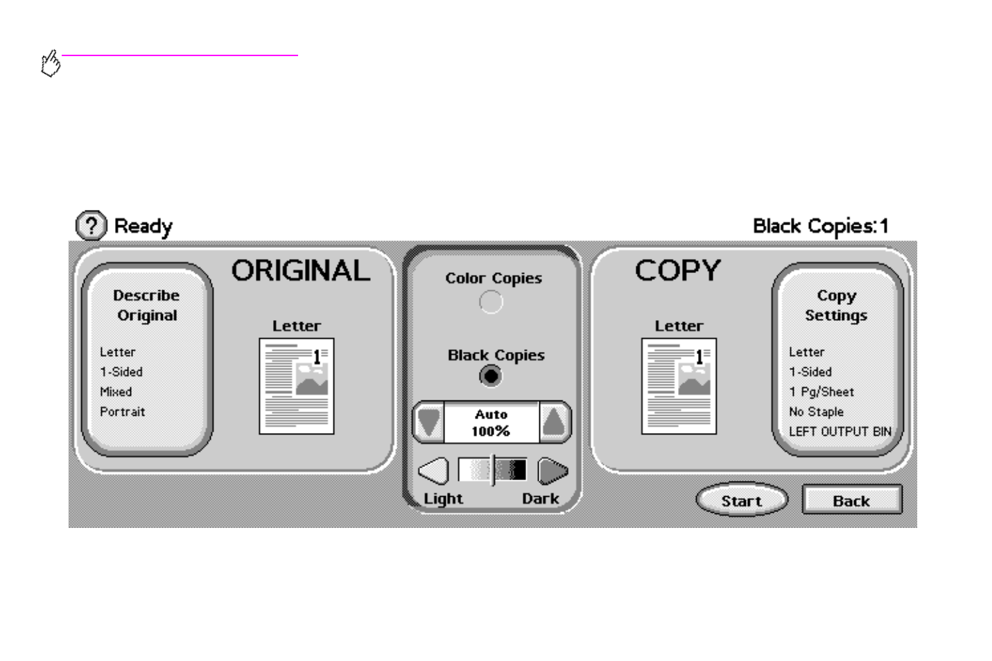 Copy-screen layout | HP Color LaserJet 9500 Multifunction Printer series User Manual | Page 48 / 354