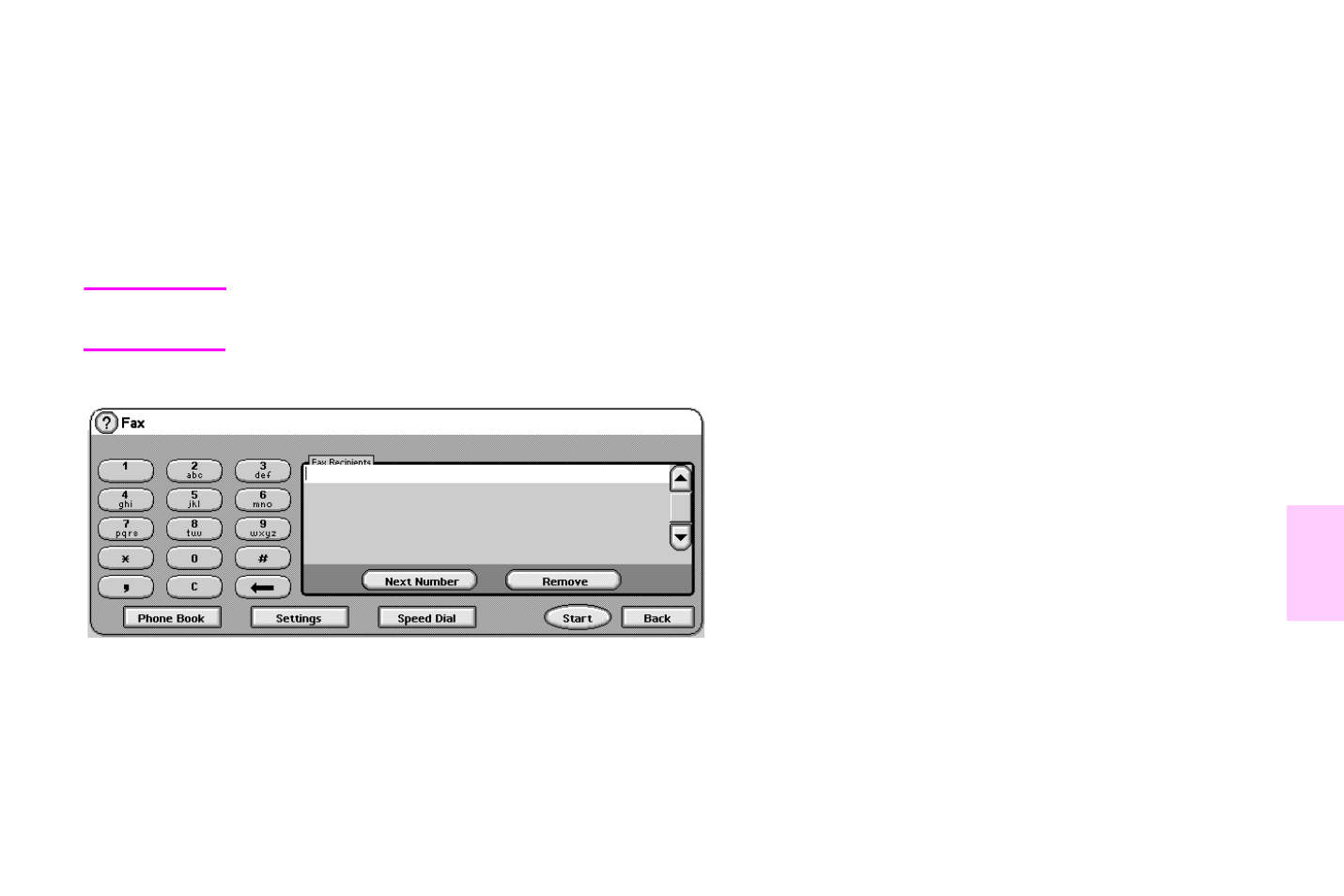 Fax feature screen, Status message bar | HP Color LaserJet 9500 Multifunction Printer series User Manual | Page 83 / 354