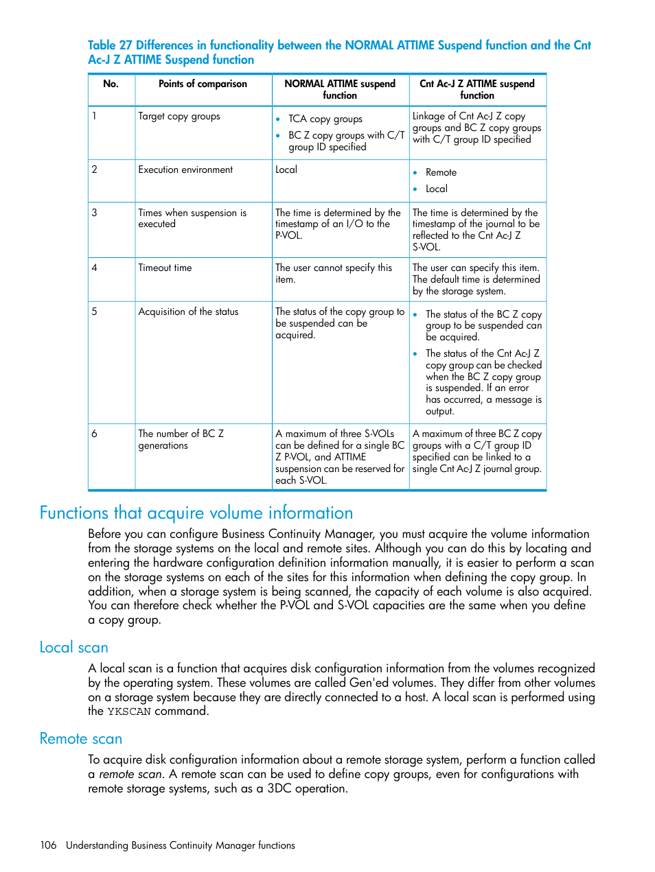 Functions that acquire volume information, Local scan, Remote scan | Local scan remote scan | HP XP P9500 Storage User Manual | Page 106 / 773