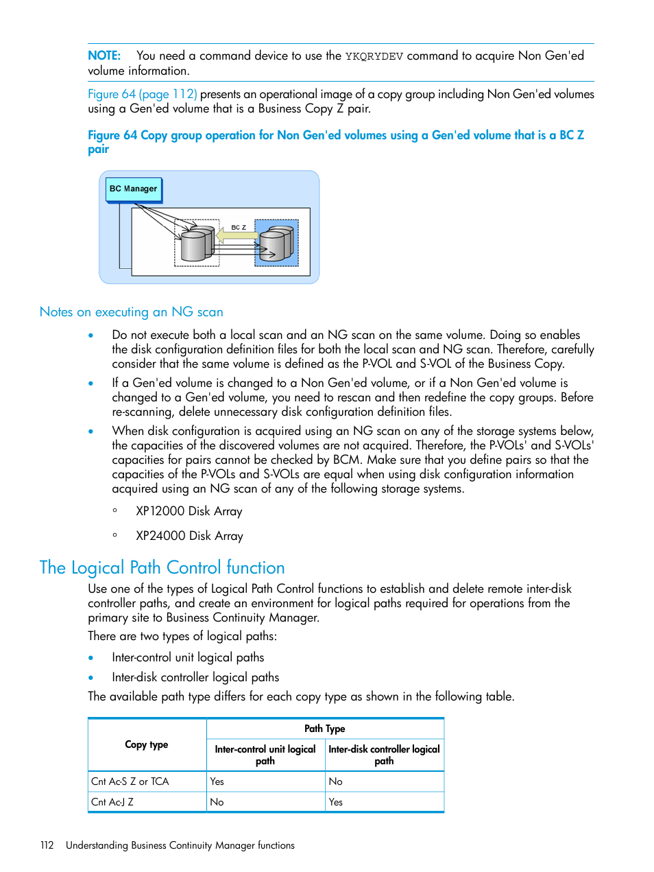 Notes on executing an ng scan, The logical path control function | HP XP P9500 Storage User Manual | Page 112 / 773