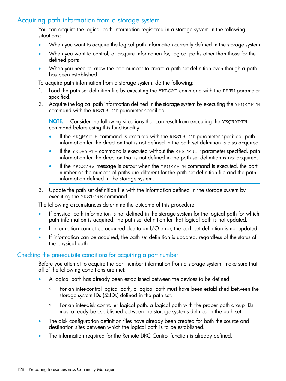 Acquiring path information from a storage system, Acquiring | HP XP P9500 Storage User Manual | Page 128 / 773