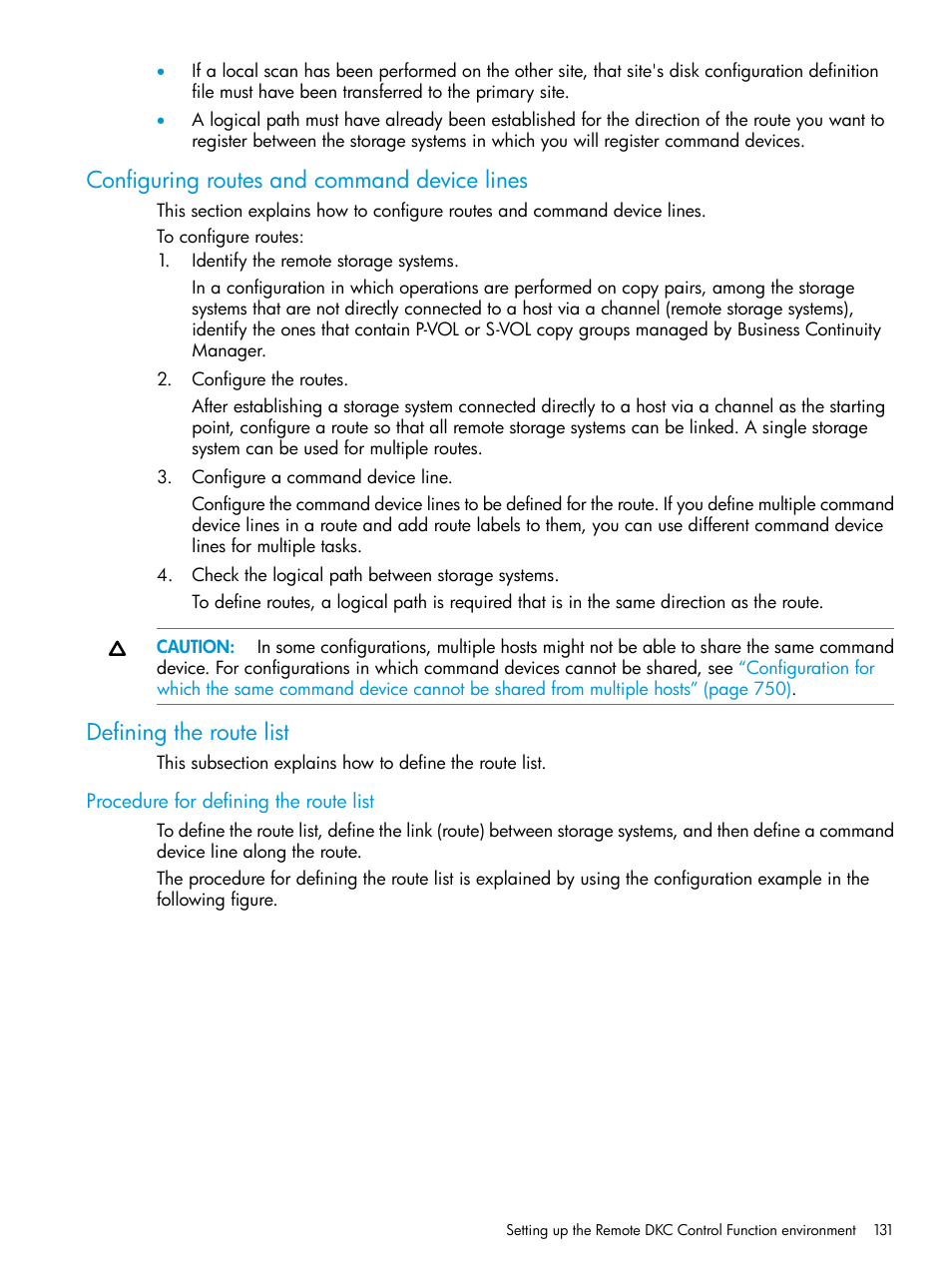 Configuring routes and command device lines, Defining the route list, Procedure for defining the route list | Configuring routes and command device | HP XP P9500 Storage User Manual | Page 131 / 773