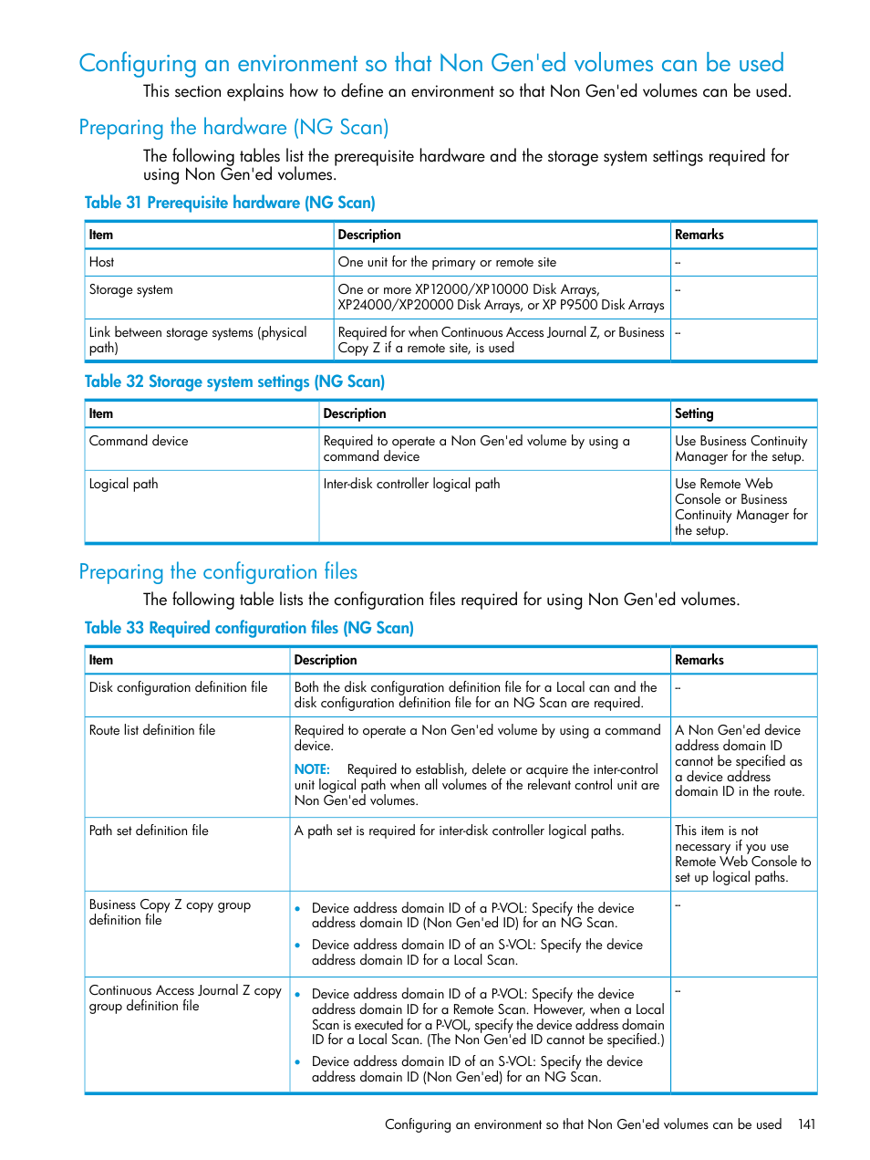 Preparing the hardware (ng scan), Preparing the configuration files | HP XP P9500 Storage User Manual | Page 141 / 773