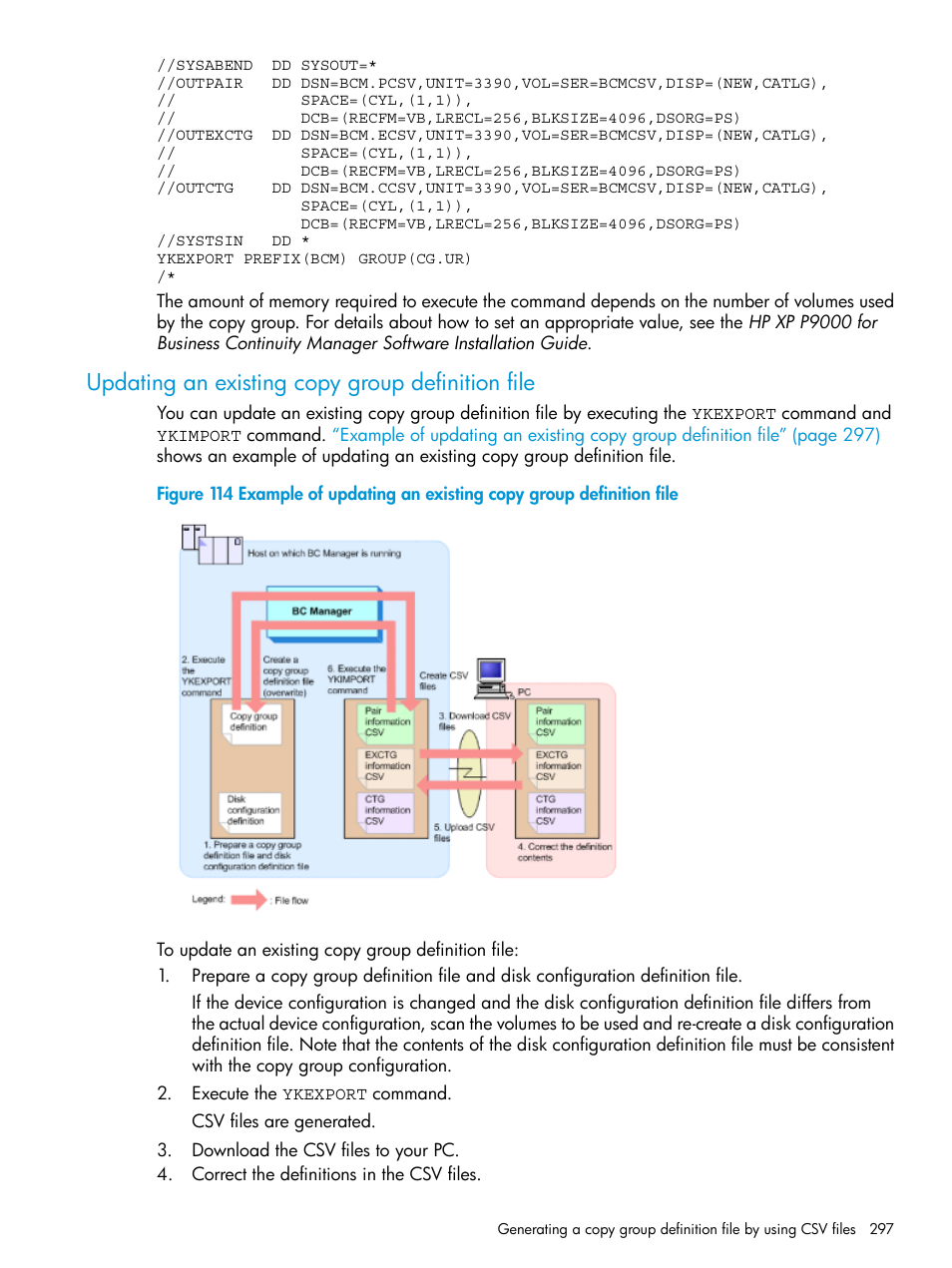 Updating an existing copy group definition file | HP XP P9500 Storage User Manual | Page 297 / 773