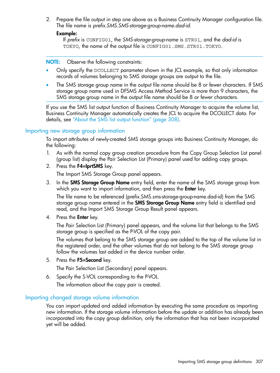 Importing new storage group information, Importing changed storage volume information | HP XP P9500 Storage User Manual | Page 307 / 773