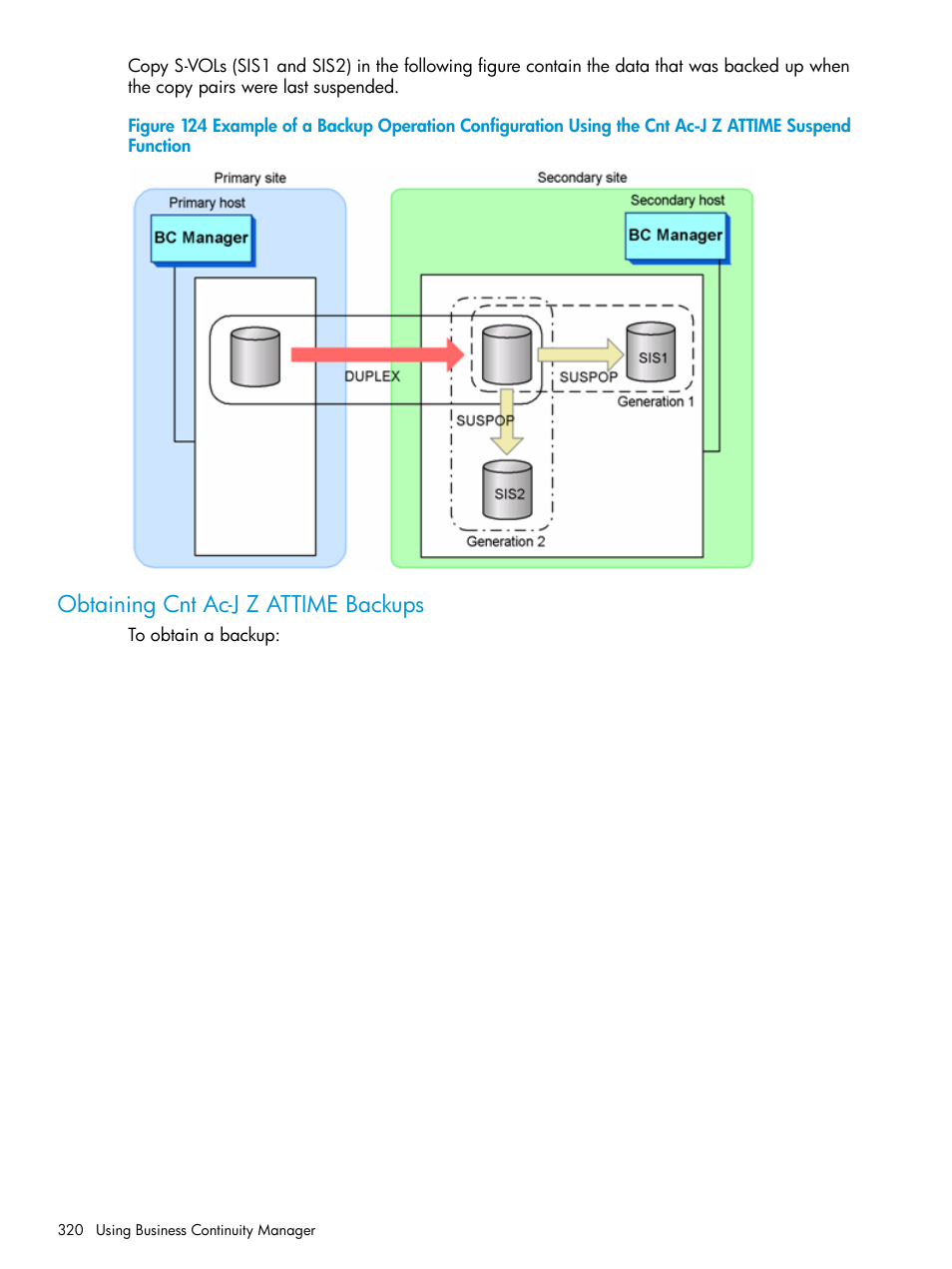 Obtaining cnt ac-j z attime backups | HP XP P9500 Storage User Manual | Page 320 / 773