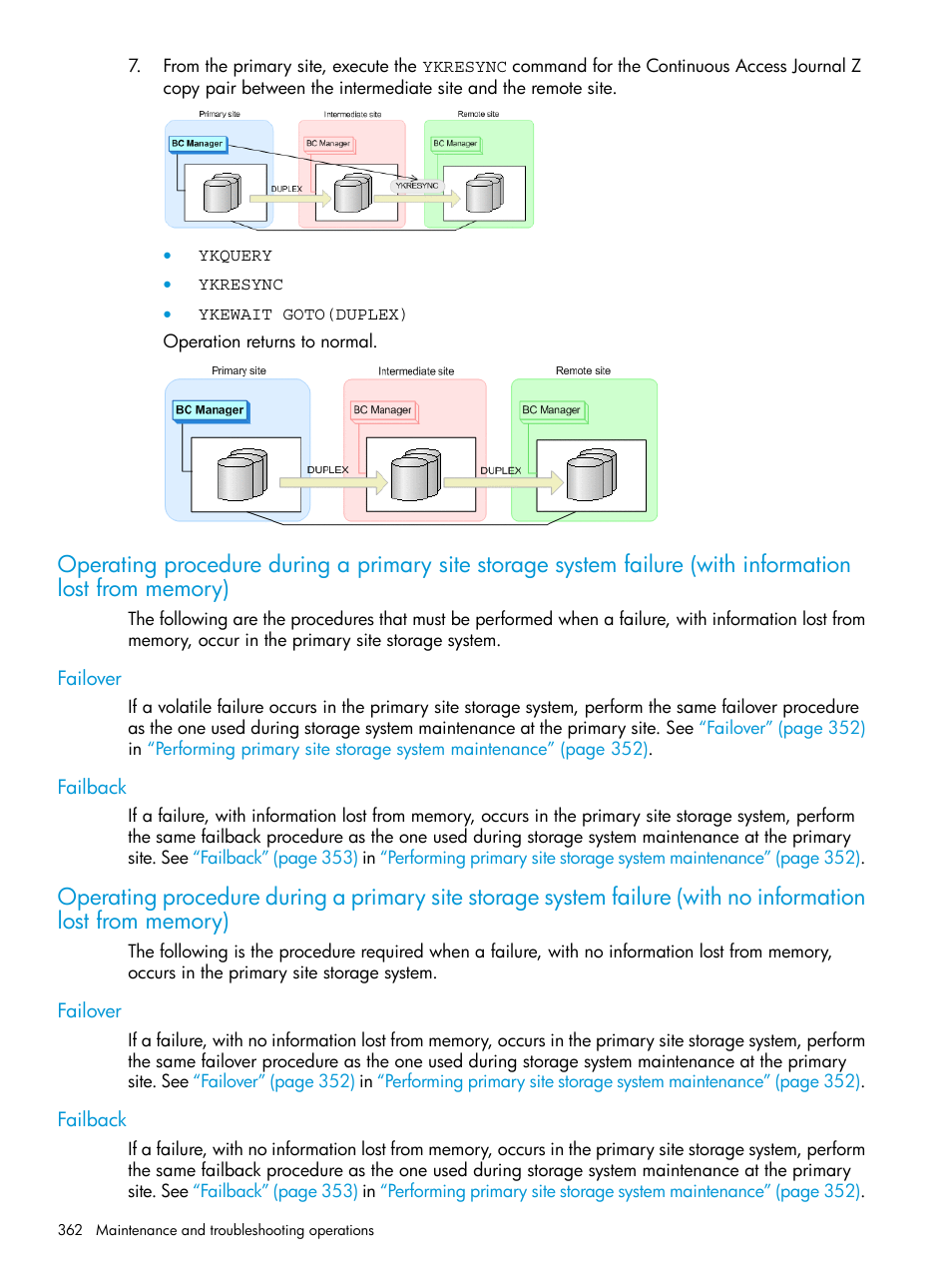 Failover, Failback, Failover failback | Operating procedure | HP XP P9500 Storage User Manual | Page 362 / 773