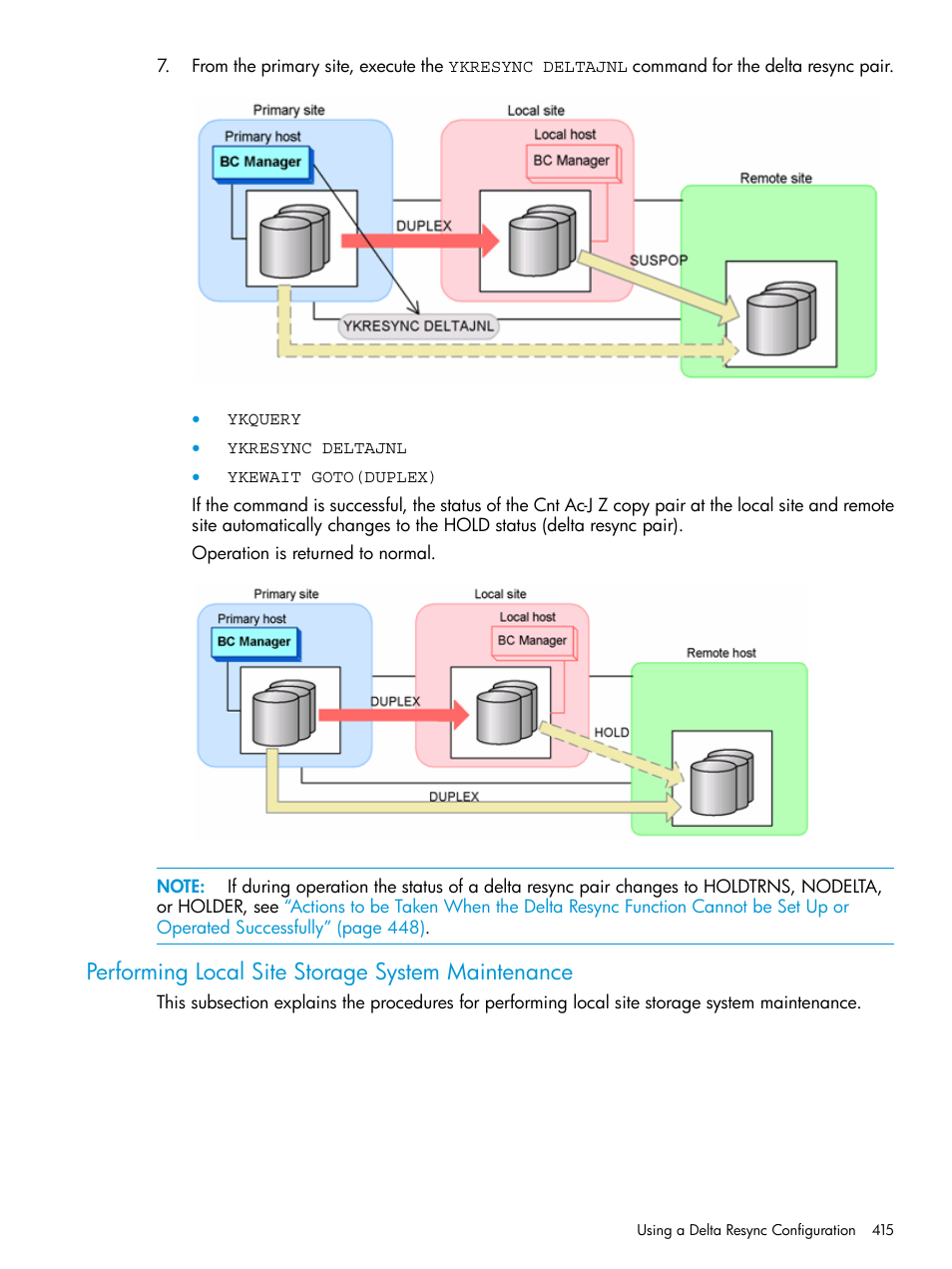 Performing local site storage system maintenance, Performing local site storage system | HP XP P9500 Storage User Manual | Page 415 / 773
