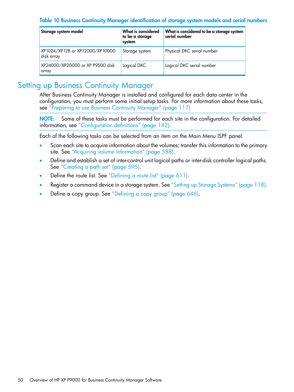 Setting up business continuity manager | HP XP P9500 Storage User Manual | Page 50 / 773