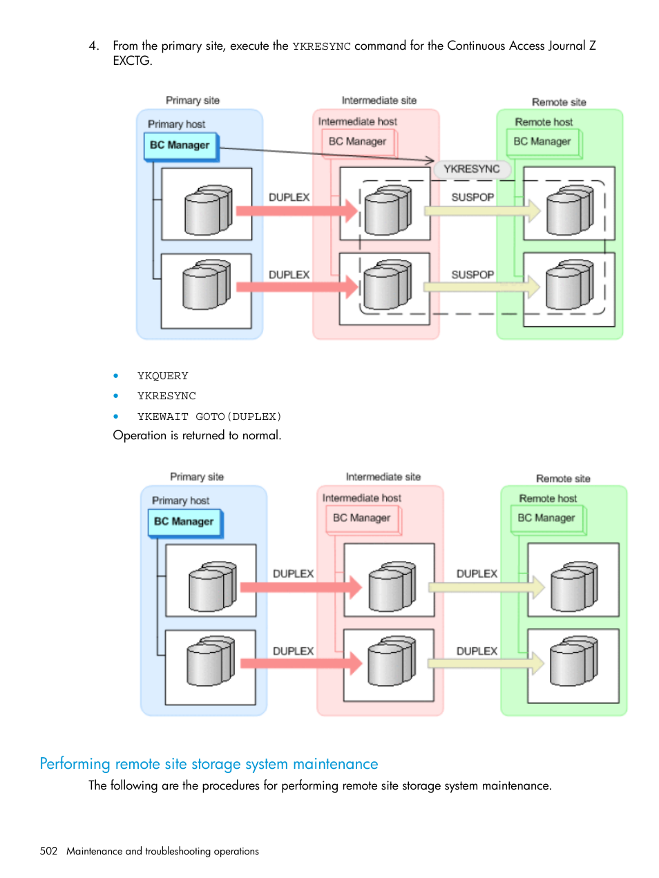 Performing remote site storage system maintenance, Performing remote site storage system | HP XP P9500 Storage User Manual | Page 502 / 773