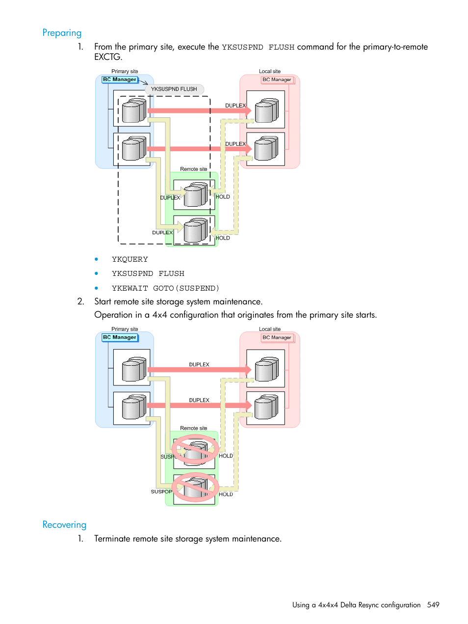 Preparing, Recovering, Preparing recovering | HP XP P9500 Storage User Manual | Page 549 / 773