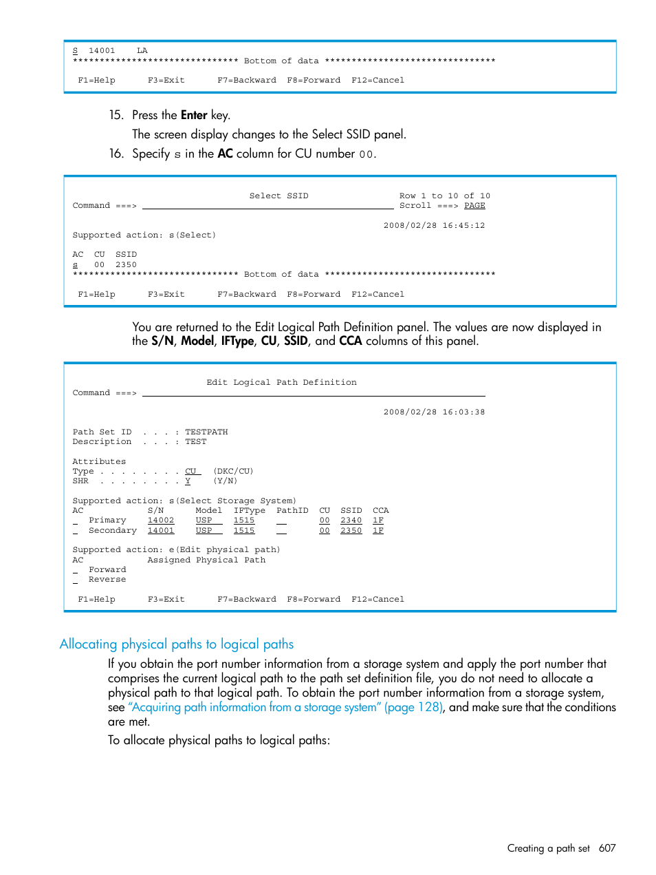 Allocating physical paths to logical paths | HP XP P9500 Storage User Manual | Page 607 / 773