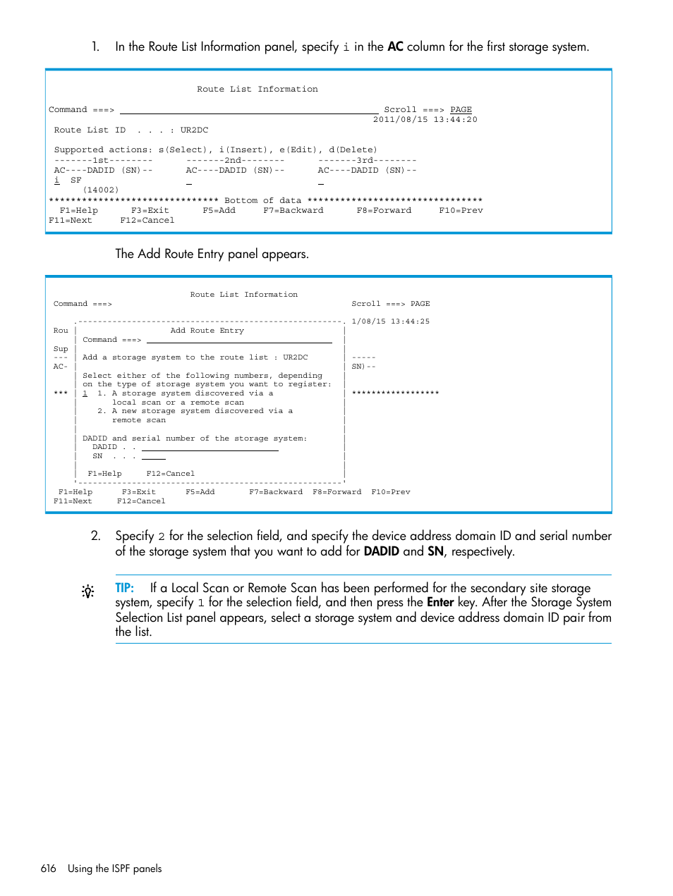 The add route entry panel appears | HP XP P9500 Storage User Manual | Page 616 / 773