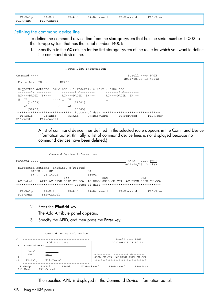 Defining the command device line | HP XP P9500 Storage User Manual | Page 618 / 773