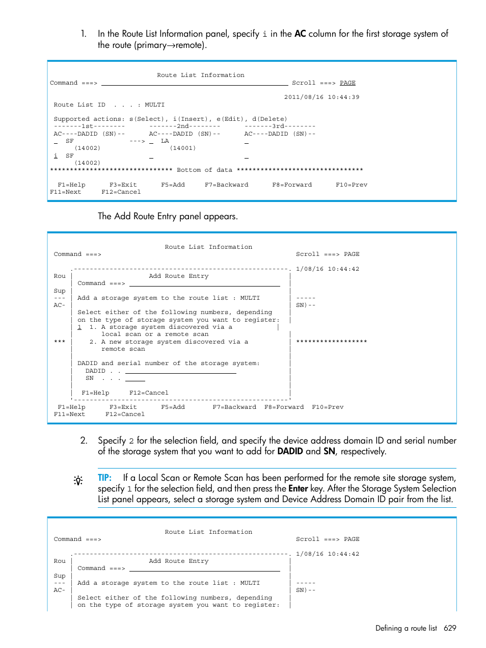The add route entry panel appears | HP XP P9500 Storage User Manual | Page 629 / 773