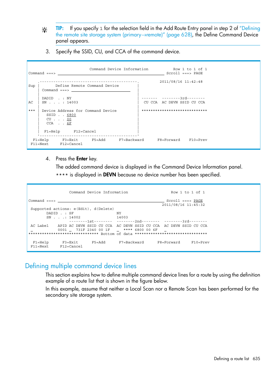 Defining multiple command device lines | HP XP P9500 Storage User Manual | Page 635 / 773