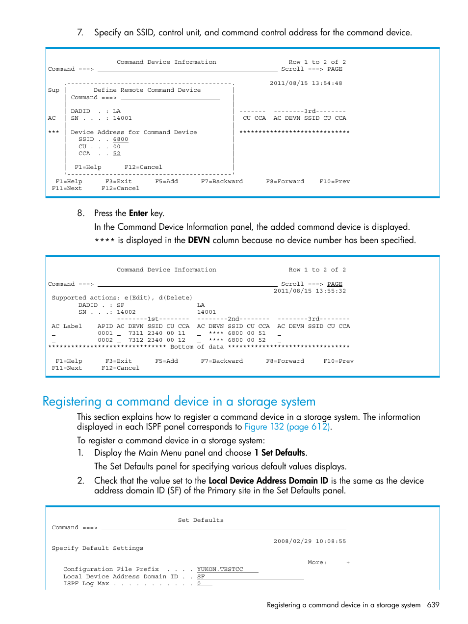 Registering a command device in a storage system, Registering a command device in a, Registering a | HP XP P9500 Storage User Manual | Page 639 / 773