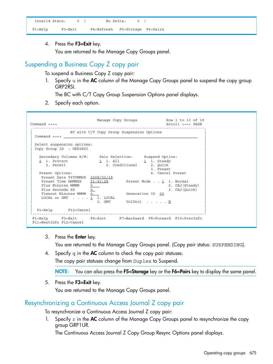 Suspending a business copy z copy pair | HP XP P9500 Storage User Manual | Page 675 / 773
