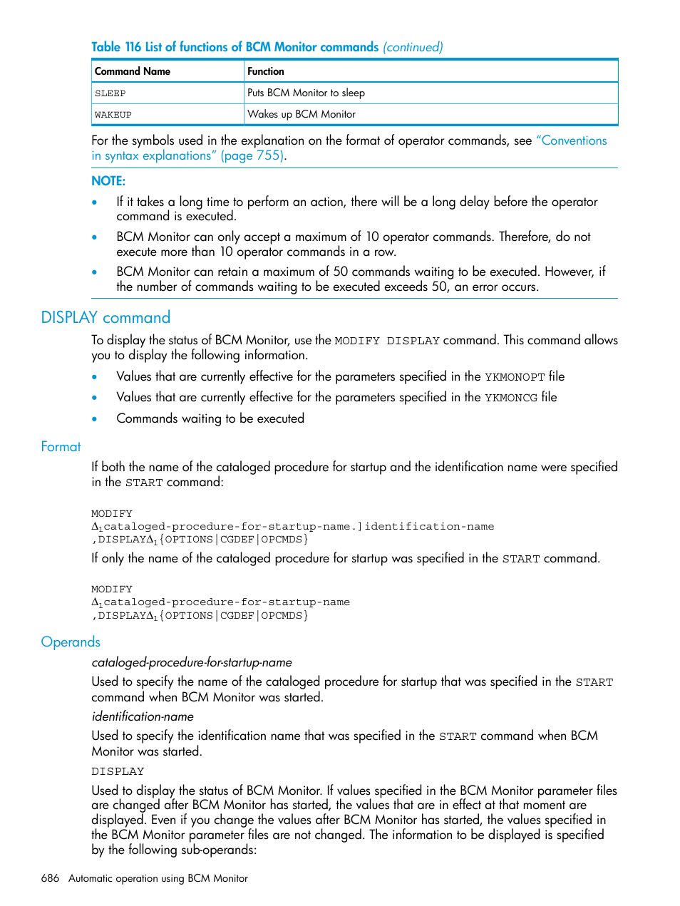 Display command, Format, Operands | Format operands | HP XP P9500 Storage User Manual | Page 686 / 773