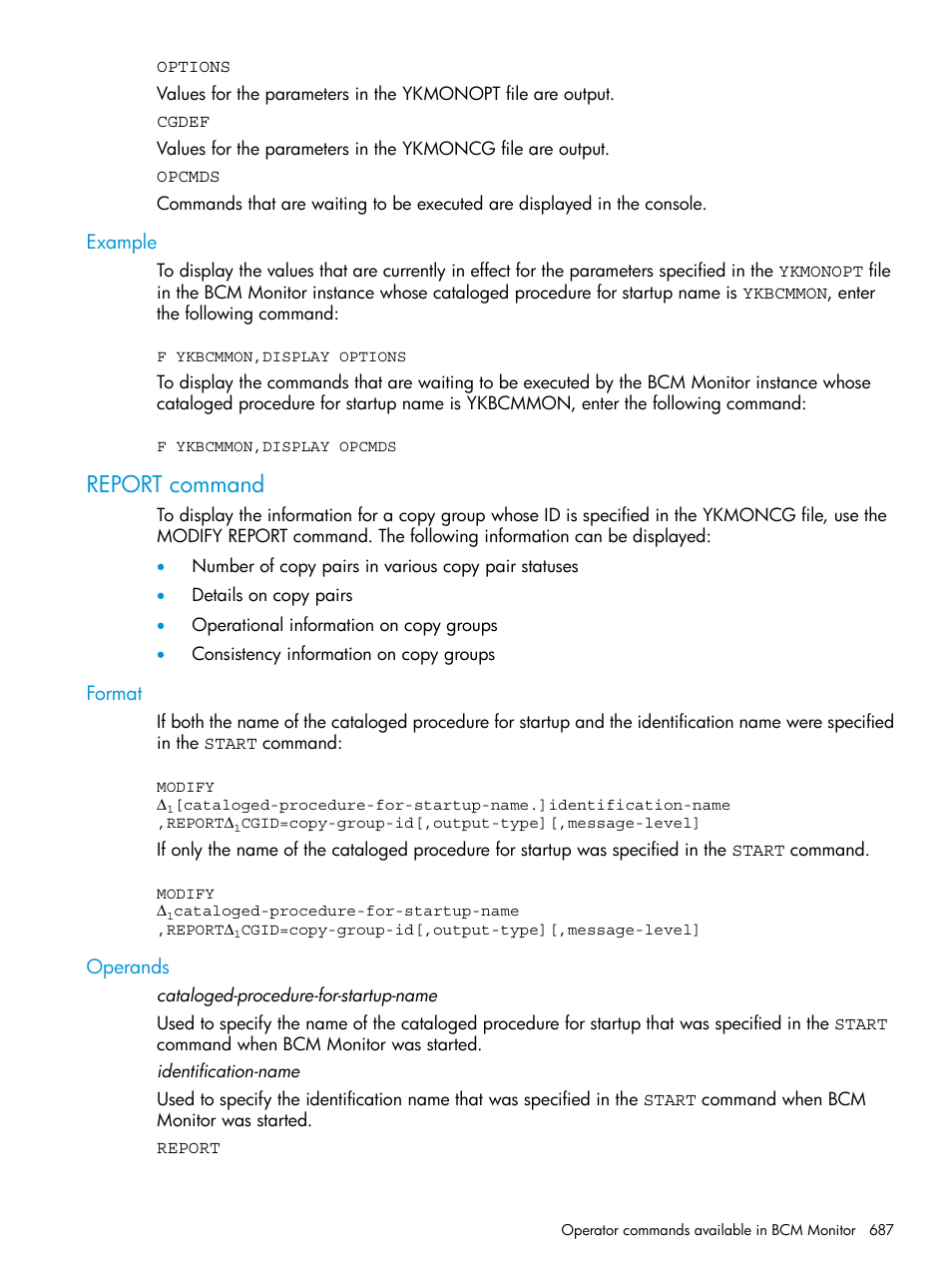 Example, Report command, Format | Operands | HP XP P9500 Storage User Manual | Page 687 / 773