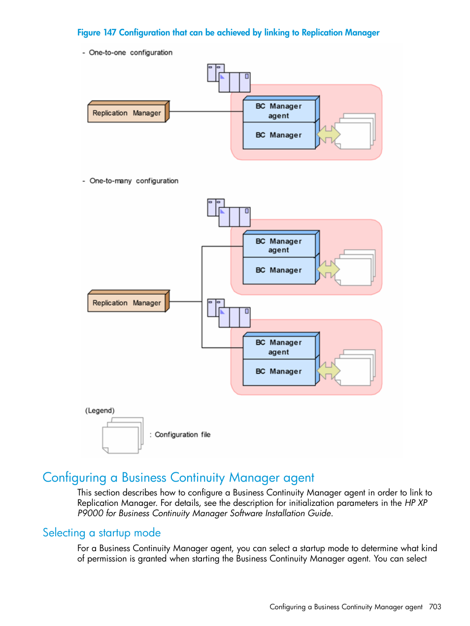 Configuring a business continuity manager agent, Selecting a startup mode | HP XP P9500 Storage User Manual | Page 703 / 773
