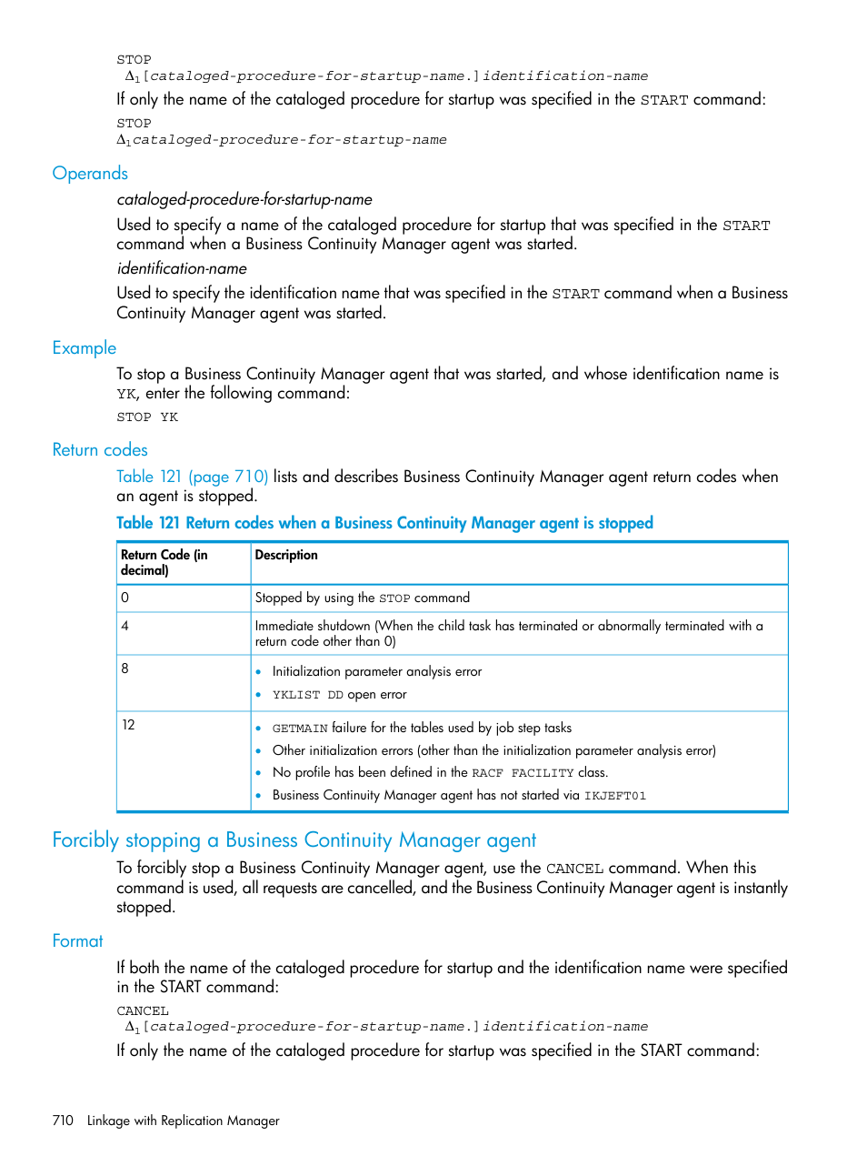 Operands, Example, Return codes | Format, Operands example return codes | HP XP P9500 Storage User Manual | Page 710 / 773