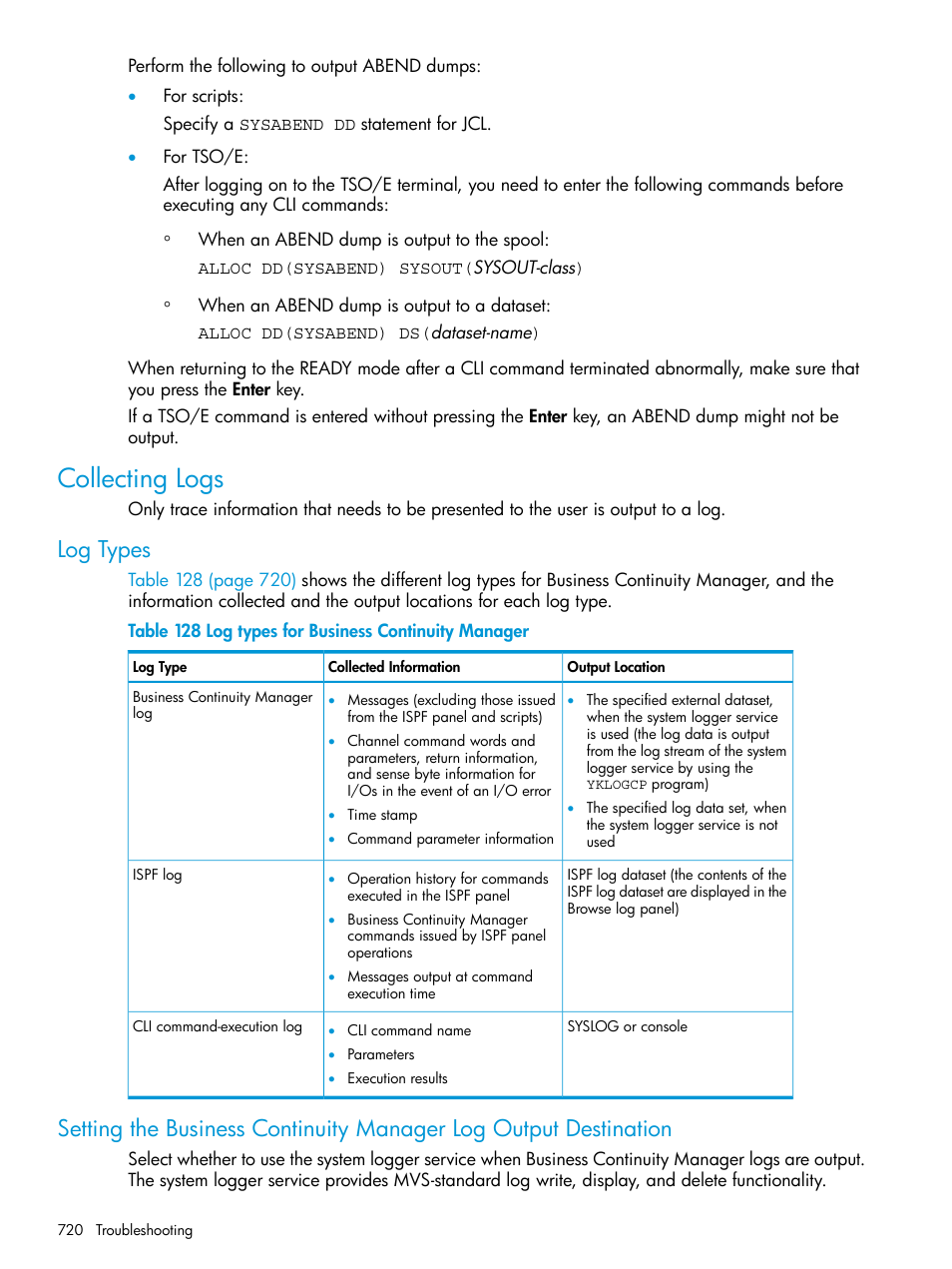 Collecting logs, Log types | HP XP P9500 Storage User Manual | Page 720 / 773