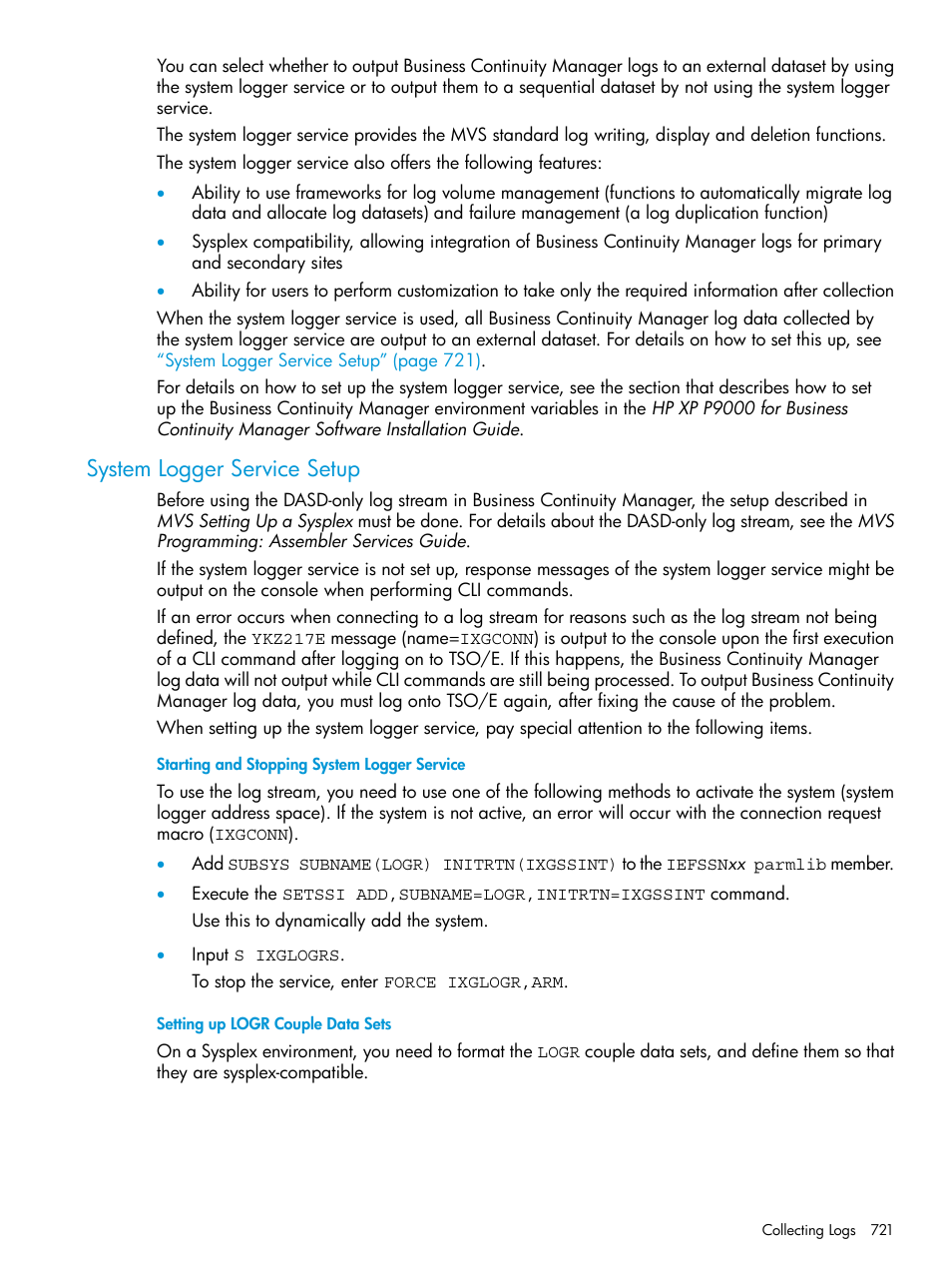 System logger service setup | HP XP P9500 Storage User Manual | Page 721 / 773