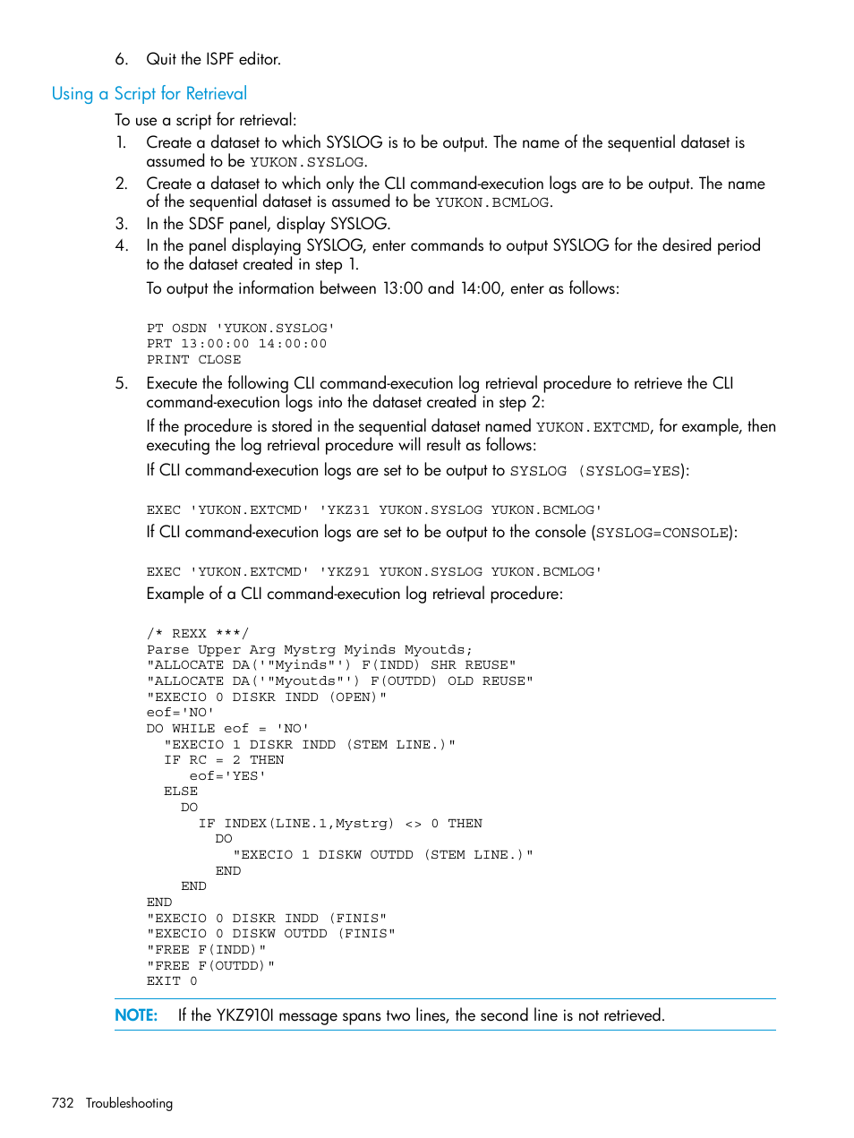 Using a script for retrieval | HP XP P9500 Storage User Manual | Page 732 / 773