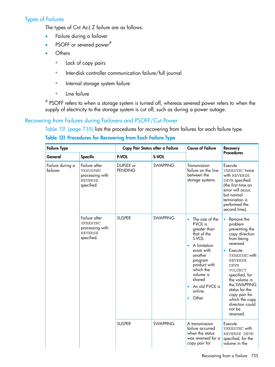 Types of failures | HP XP P9500 Storage User Manual | Page 735 / 773