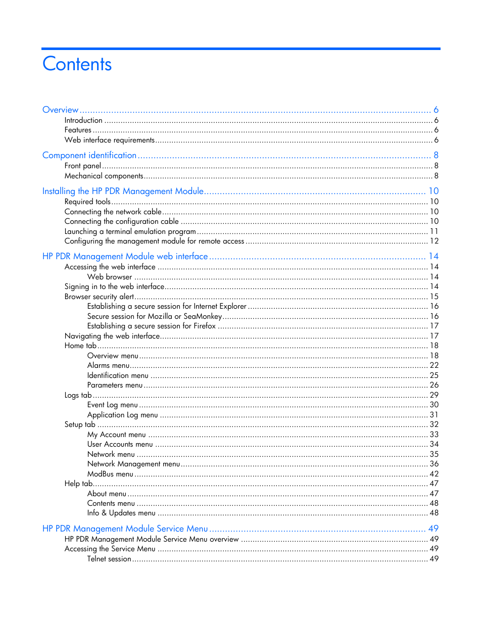 HP Power Distribution Unit Management Module User Manual | Page 3 / 77