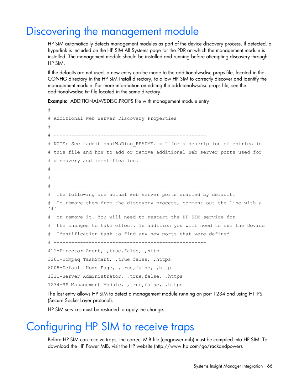 Discovering the management module, Configuring hp sim to receive traps | HP Power Distribution Unit Management Module User Manual | Page 66 / 77