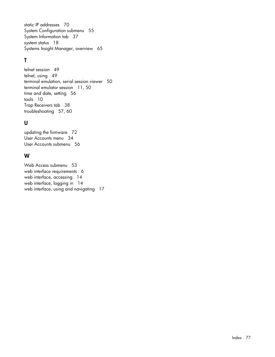 HP Power Distribution Unit Management Module User Manual | Page 77 / 77