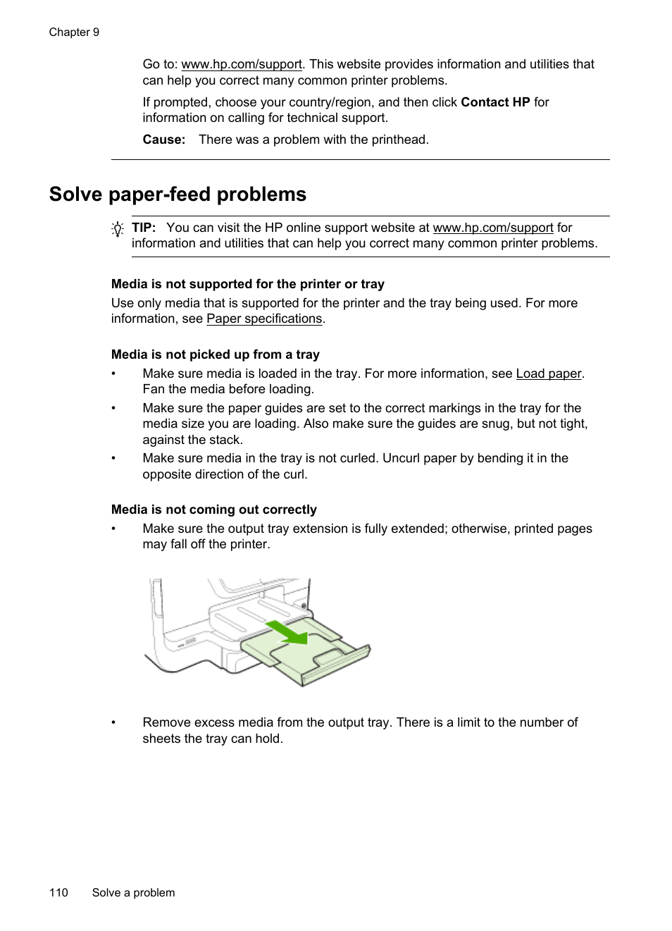 Solve paper-feed problems | HP Officejet Pro 276dw Multifunction Printer series User Manual | Page 114 / 260