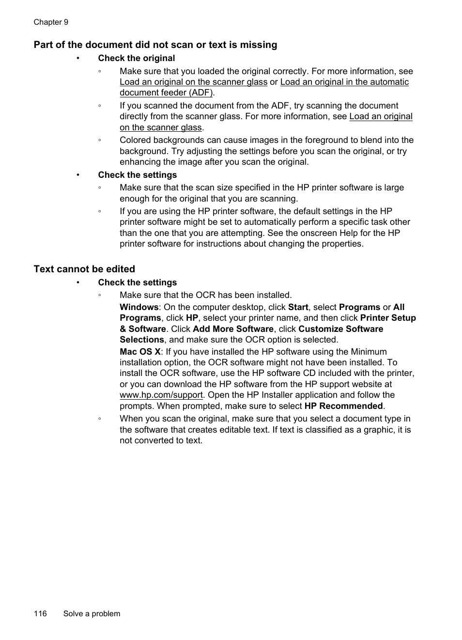 Text cannot be edited | HP Officejet Pro 276dw Multifunction Printer series User Manual | Page 120 / 260