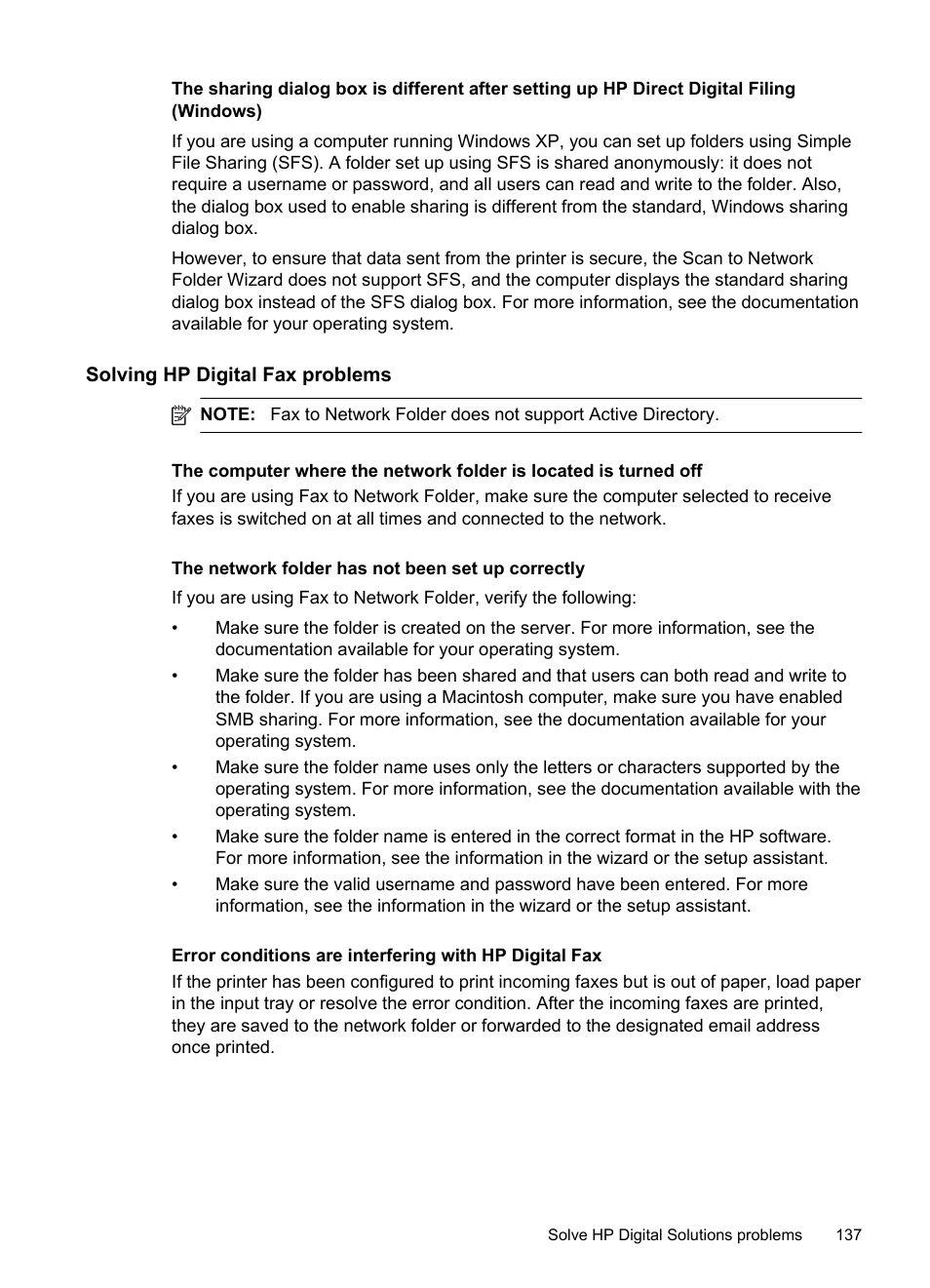 Solving hp digital fax problems | HP Officejet Pro 276dw Multifunction Printer series User Manual | Page 141 / 260